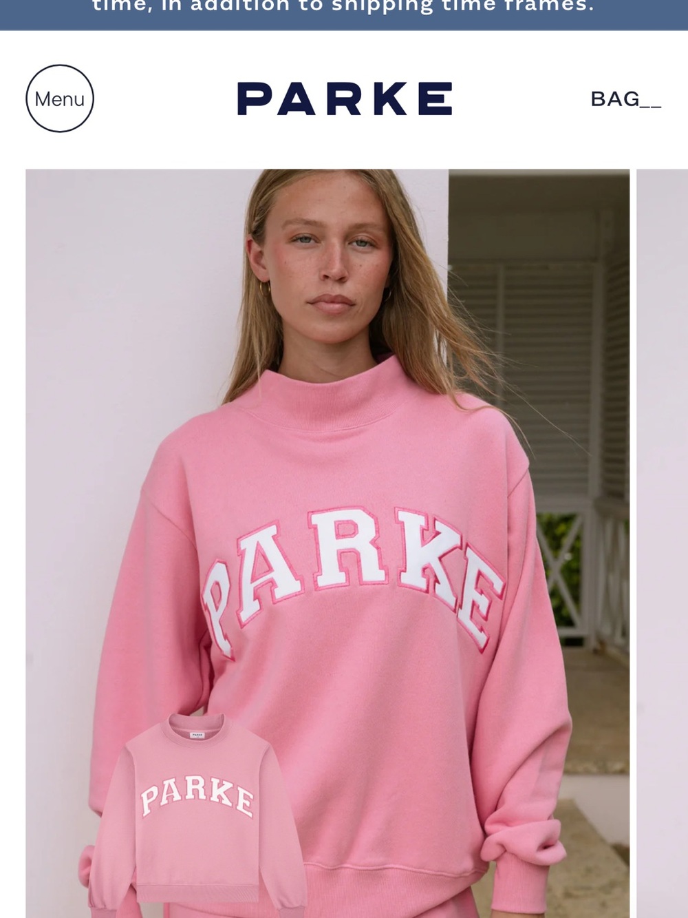 Parke Pink Mock Neck Logo Sweatshirt